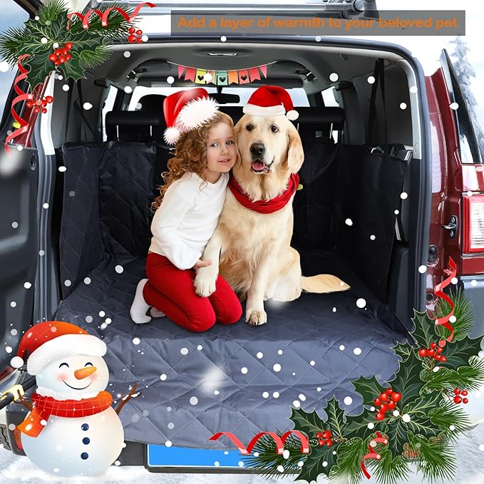 Aunginsy SUV Cargo Liner for Dogs Compatible with Toyota FJ Cruiser 2007-2021, Rear Trunk Mat Travel Nonslip Pet Cargo Boot Liner with Bumper Flap Protector Waterproof Floor Mat for Cats Accessories