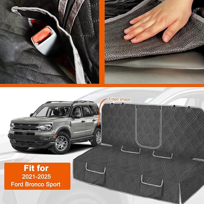 Dog Car Seat Cover Compatible with 2021-2025 Ford Bronco Sport, Waterproof Pet Bench Seat Cover for Back Seat, 600D Heavy Duty Scratch Proof Nonslip Truck Seat Covers for Dogs