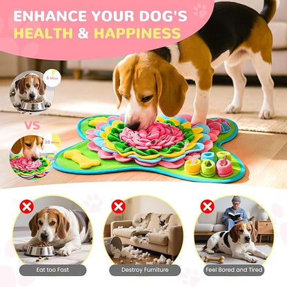 Snuffle Mat for Dogs 19"x19", Interactive Dog Enrichment Puzzle Toys to Keep Busy for Puppy Small Medium Dogs Cats, Cognitive Sniff Foraging Mat for Slow Feeding Treat Game Mental Stimulation