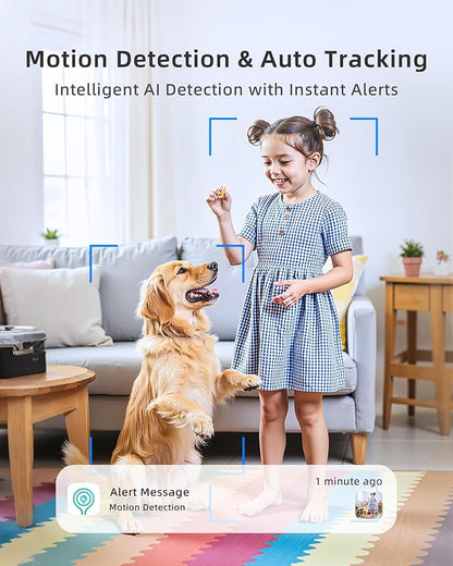 4MP Indoor Camera 5G/2.4G WiFi 6 360°Pan Tilt 2.5K Supports MicroSD up to 256GB (No Card) Plug-in Pet Camera with Speaker for Dog/Cat Baby Monitor with Phone App,Motion Tracking, Compatible with Alexa