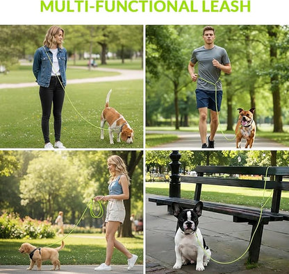8.2ft Hands Free Dog Leash,Versatile Waist & Crossbody Lead for Medium Dogs,Waterproof & Adjustable for Running Jogging Walking, 360° Swivel Metal Buckle (Green)