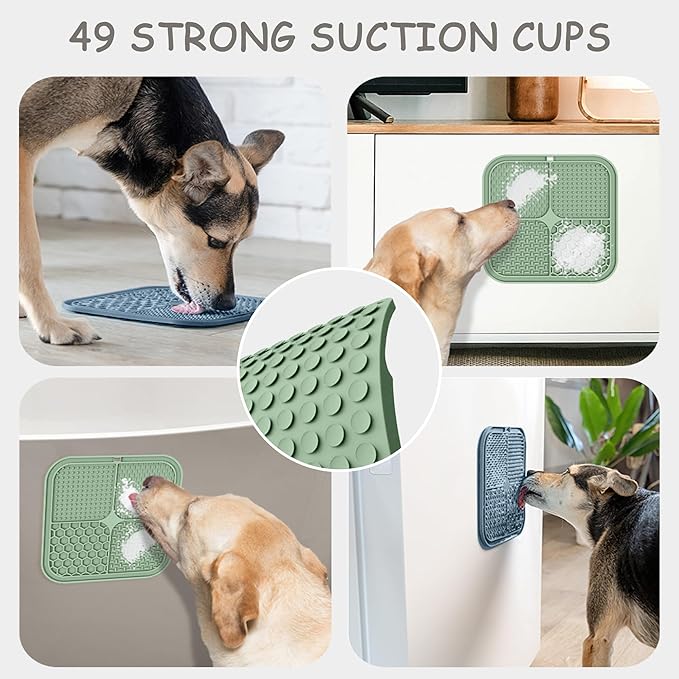 2 Pack Lick Mat for Dogs,Cats,Upgraded 8.5×8.5 inches Licking Mats with Suction Cups,Slow Feeder Licking Pad for Anxiety Relief and Boredom Reducer,Suitable for Dog Training Set 3