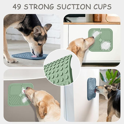 2 Pack Lick Mat for Dogs,Cats,Upgraded 8.5×8.5 inches Licking Mats with Suction Cups,Slow Feeder Licking Pad for Anxiety Relief and Boredom Reducer,Suitable for Dog Training Set 3