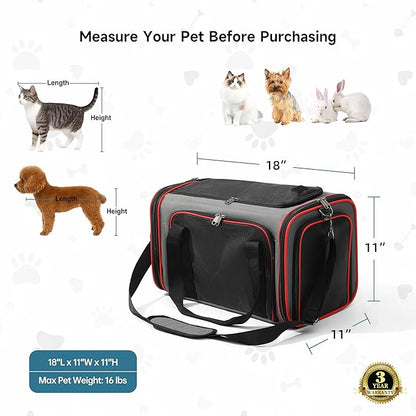 EliteField Soft-Sided Pet Carrier (3-Year Warranty, Airline Approved), Foldable Travel Bag with Removable Fleece Bed for Dogs, Cats & Small Pets, Scratch-Resistant Mesh