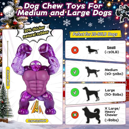 Furdog Dog Toys for Aggressive Chewers, Indestructible Chew Toys for Medium Large Breeds(20-80lb), Durable Squeaky Tough Dog Toy to Keep Them Busy (Purple)