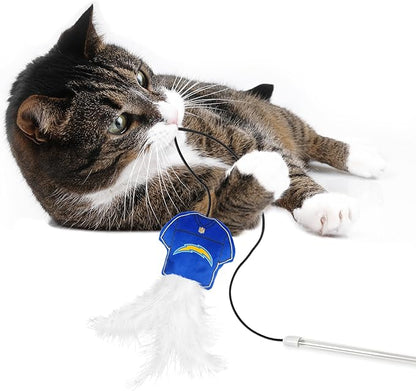 NFL Los Angeles Chargers Team Jersey Wand with CAT NIP, Cat Toy Jersey Shaped Plush Teaser Toy for Cats & Kittens - Interactive Pet Toy for Play & Exercise
