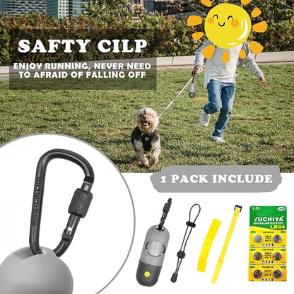 Dog Poop Bags Holder with LED Flashlight|Pet Waste Bags Dispenser for Leash|Doggie Potty Bags Container with Leak-proof Pet Trash Bags and Accessories (1 Holder 15 Bags, Grey and Black)