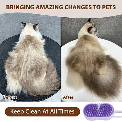 4 in 1 Cat Steam Brush, Rechargeable Steam Brush for Cats and Dogs, Anti-Static Cat Spray Brushes, Massage, Cleaning, Shedding & Combing All In One! Purple
