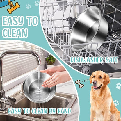 Yahenda 6 Pcs Stainless Steel Metal Dog Bowls Bulk Replacement Basic Thickened Pet Bowls for Small Medium Large Dogs, Dishwasher Safe(11 Inch)