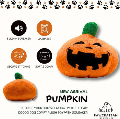 7" Squeaky Plush Toy for Puppies Small Dogs Self Etertainment Washable Soft Made [PET ONLY] (Halloween Pumpkin)