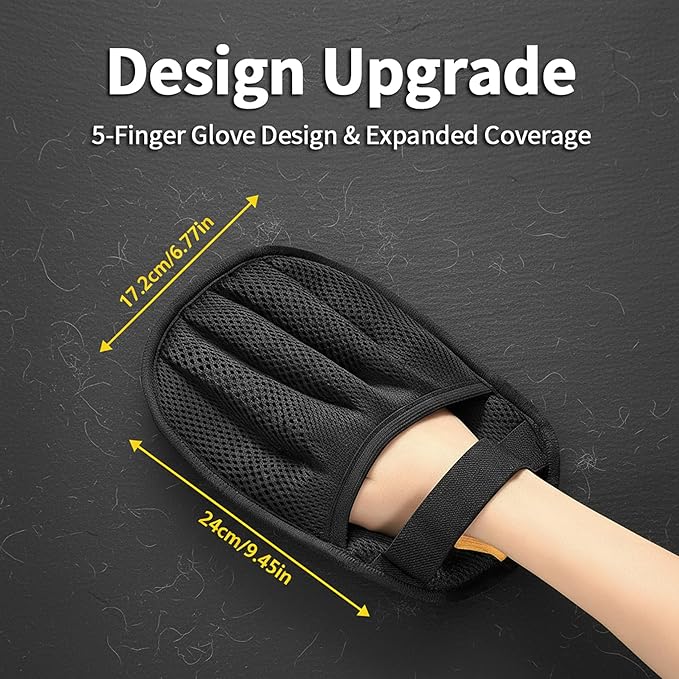Lispin Pet Hair Removal Glove for Cats & Dogs, Upgraded Five-Finger Electrostatic Pet Hair Glove, Reusable Magic Brush Pet Hair Remover Tool for Laundry, Couch, Carpet, Car Seat(2 Pack)