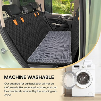 Pet Bed Mat for Car Backseat Extender, Non-Slip Dog Bed for Car Back Seat, Flannel Backseat Dog Bed for Cars Trucks and SUVs (Grey, 24.8x54 inch)