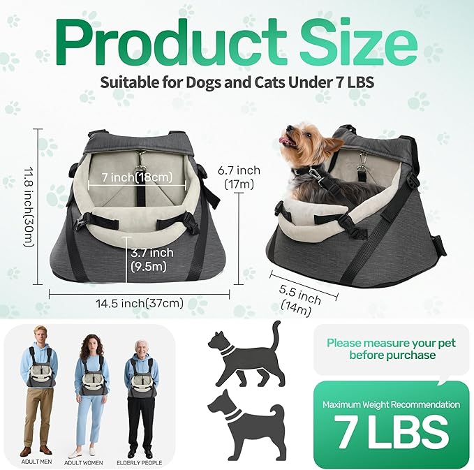YUDODO 1-7lbs Tiny Dog Car Seat for Teacup Chihuahua Yorkie Luxury PU Leather Small Dog Booster Seat with Safety Belt, Soft Cushion, Gray