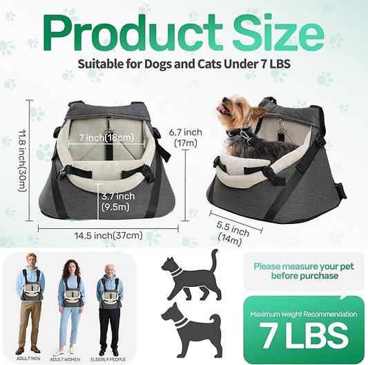 YUDODO 1-7lbs Tiny Dog Car Seat for Teacup Chihuahua Yorkie Luxury PU Leather Small Dog Booster Seat with Safety Belt, Soft Cushion, Gray