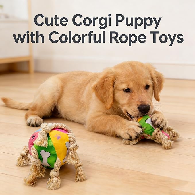 Indestructible Bear Dog Rope Toy with Rope for Aggressive Chewers, Tug of War Dog Toy Durable Chew-Resistant Interactive Ball for All Breeds (Tug Ball)