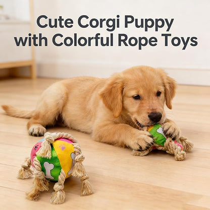 Indestructible Bear Dog Rope Toy with Rope for Aggressive Chewers, Tug of War Dog Toy Durable Chew-Resistant Interactive Ball for All Breeds (Tug Ball)