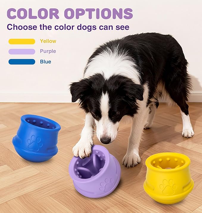 Dog Enrichment Toys to Keep Them Busy, Treat Dispensing Dog Toy, Slow Feeder-Swinging Stuffable & Anxiety Relief & Nature Rubber & Gentle to teeth, Interactive Dog Toys - Dishwasher Safe, Purple, M