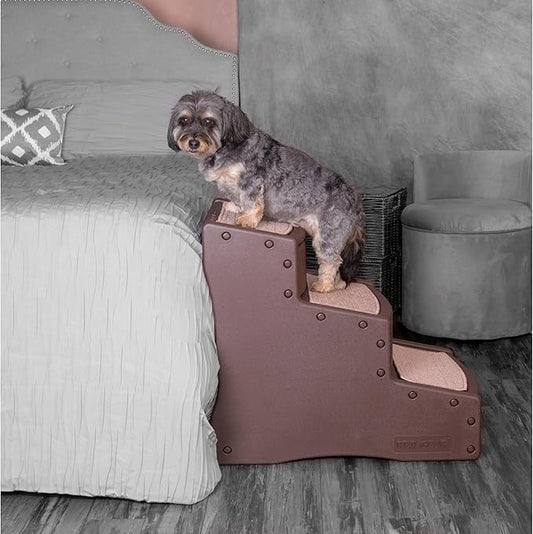 Pet Gear Easy Step III Pet Stairs, 3 Step for Cats/Dogs, Removable Washable Carpet Treads, for Pets Up to 150lbs, No Tools Required, Available in 9 Colors, Espresso