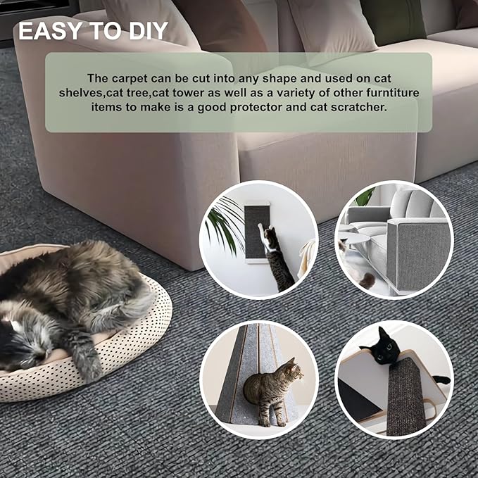 Cat Scratch Couch Furniture Protector, Adhesive Cat Scratch Pad Deterrent for Furniture, DIY Climbing Cat Scratcher Couch Protector from Cat Claws Scratching for Indoor (Brown,78.7x15.8In)