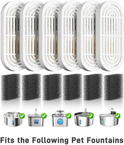 Dog Water Fountain for Large Dogs, 7L/1.8Gal 4200mAh Cordless Dog Water Dispenser, Stainless Steel Automatic Pet Water Fountain (6 Set Filters for 7L Dog Fountain)