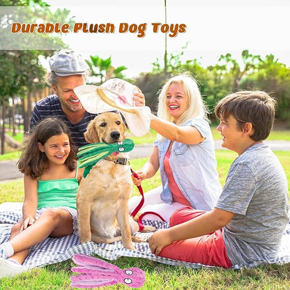 3 Pack Dog Toys for Small Dogs, Medium Dogs, Large Dogs, Puppy Teething Chew Toys, aggressive chewers, No Stuffing Crinkle Plush Dog Toys, Dog Squeaky Octopus Toys