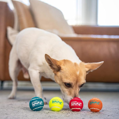 Outward Hound Squeaker Ballz – Squeaky Tiny Tennis Balls for Small Dogs Under 15 lbs, Fetch & Training, X-Small (1.5"), 4-Pack