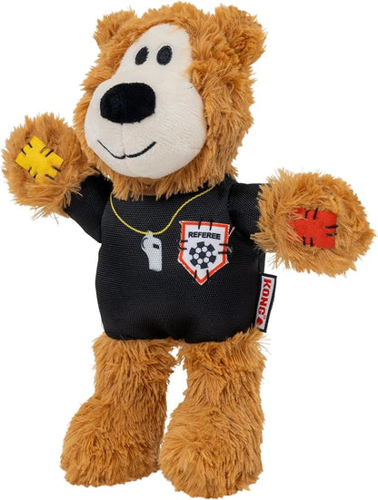 KONG Wild Knots Bear Soccer Player Dog Toy – Referee – National Team Jersey Inspired – International Tournament Edition – Plush Rope Toy with Squeaker, Medium/Large