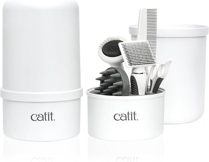 Catit Senses 2.0 Short Hair Cat Grooming Kit,White, 6 Piece Set