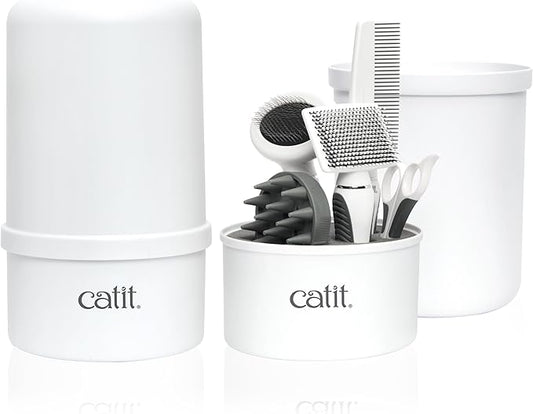 Catit Senses 2.0 Short Hair Cat Grooming Kit,White, 6 Piece Set