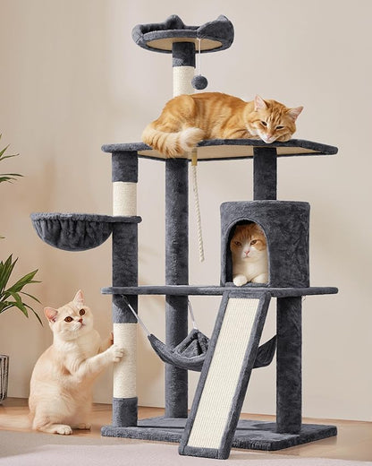 Yaheetech 63.5in Multi-Level Cat Tree Tower Condo with Scratching Posts, Platform & Hammock, Cat Activity Center Play Furniture for Kittens, Cats, and Pets