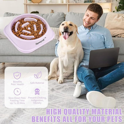 Slow Feeder Dog Bowls for Healthy Eating, Non-Slip and Anti-Choking Design, Reduces Bloating & Overeating for Medium Dogs and Cats, Easy to Clean