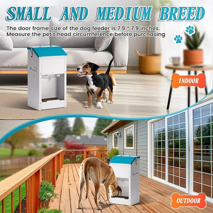 Galvanized Gravity Automatic Dog Feeder with A Stainless Steel Feed Shovel,15 Lbs Indoor and Outdoor Pet Feeder for Small and Medium Sized Dogs (15 lbs)