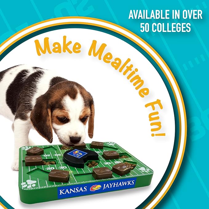 NCAA Puzzle Toy Slow Feeder, Puzzle Treat Dog Toy, Interactive Dog Treat Toy, Dog Puzzle Feeding Slow Toy (Kansas Jayhawks)