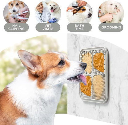 Dog Lick Mat, 3Pack Dog Slow Feeder, Non-Slip Design Lick Mat for Dogs and Cats, Boredom and Anxiety Reducer,Suitable for Treats, Yogurt, Peanut Butter (Grey+Black+SkyBlue)