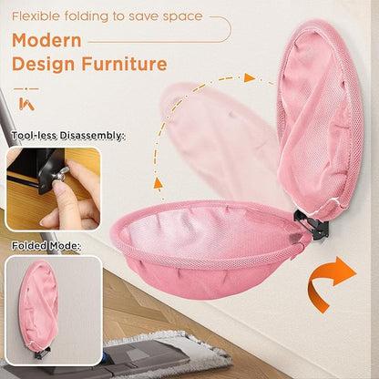 Cat Hammock Wall Mounted, Foldable & Stable Cat Beds- Breathable Cat Wall Shelves for Sleeping, Playing, Climbing, and Lounging - Maximum Hold Up to 30lb (Pink)