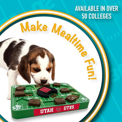 NCAA Puzzle Toy Slow Feeder, Puzzle Treat Dog Toy, Interactive Dog Treat Toy, Dog Puzzle Feeding Slow Toy (Utah Utes)