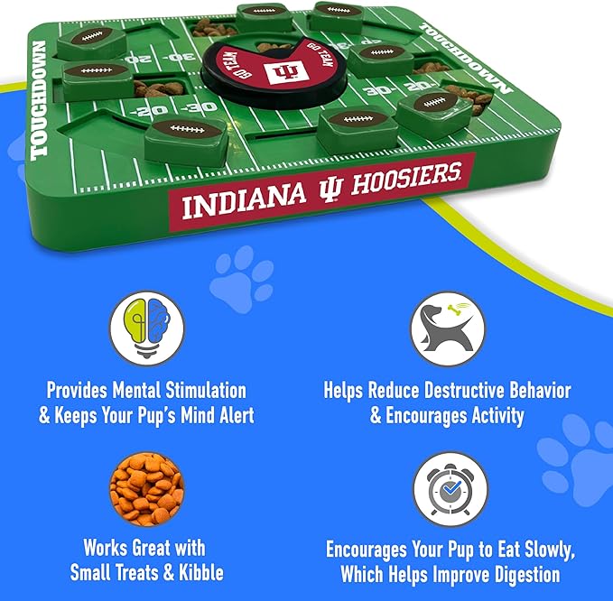 Pets First NCAA Indiana Large Puzzle Toy, Dog Puzzle Treat Toy, New Large Size, Interactive Dog Treat Toy, Dog Slow Feeding Toy