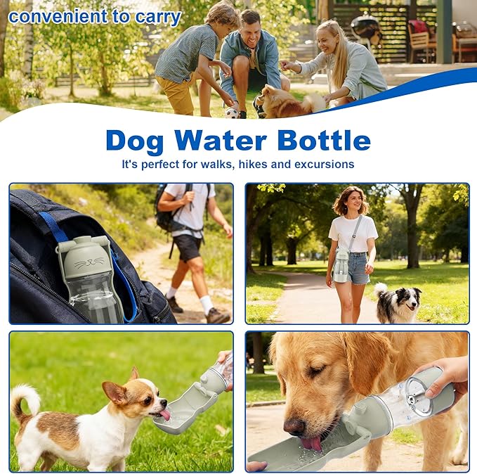 Portable Dog Water Bottle Active Oxygen Puppy Water Bowl & Dispenser for Travel, Improves Taste and Boosts Immunity for Pet Health Care Water Bottle (A-013B-white)