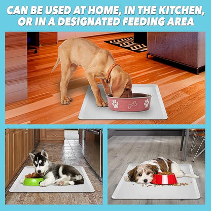 TidyFriend Pet Food Mat 24 x 24 Inches, Pet Tray for Food and Water, Dog Food Mats, Silicone Cat Food Mat, Non Slip Pet Food Mat, Dog Bowl Mat Waterproof, Pet Supplies (Soft Grey)