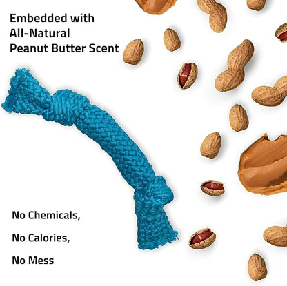 Playology Dog Toys | Dri-Tech Dental Rope Toy for Dogs - Gentle on Teeth | Medium Peanut Butter Scented Toy - Easy to Clean and Made from Non Toxic Materials