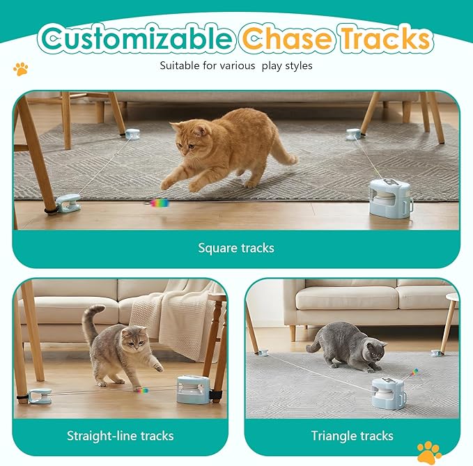 Interactive Cat Toy for Indoor Cats,Electric Remote Control Cat Chaser,Auto/Manual Control DIY Cat Feather Toy Treadmill for Kitten Puppy,Automatic Exercise & Mental Stimulation Cat Toys (Light Blue)