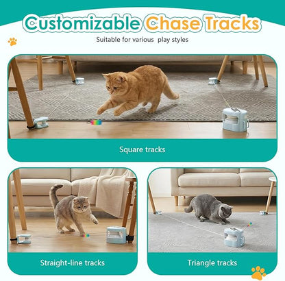 Interactive Cat Toy for Indoor Cats,Electric Remote Control Cat Chaser,Auto/Manual Control DIY Cat Feather Toy Treadmill for Kitten Puppy,Automatic Exercise & Mental Stimulation Cat Toys (Light Blue)