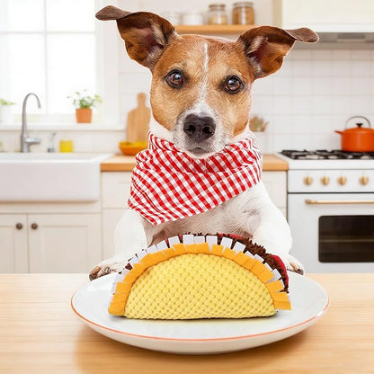 Prime Pets Plush Taco Dog Toy, Dog Squeaky Toys, Food Shaped Pet Toy for Small Medium Large Dogs, Stuffed Puppy Chew Toys