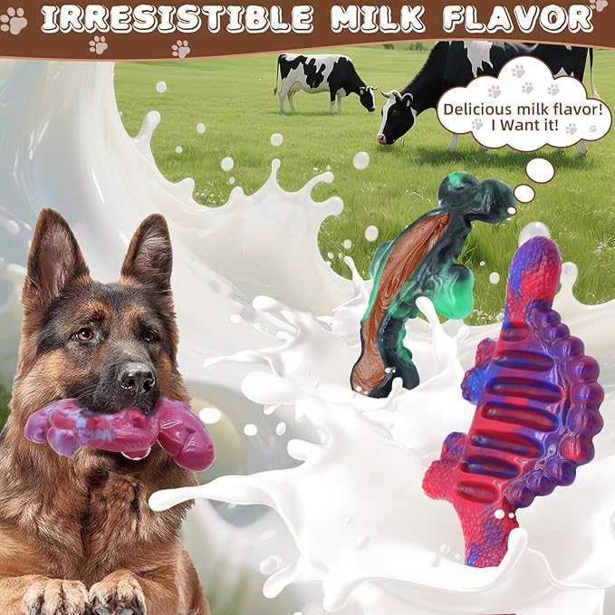 Magicorange 3 Pack Dog Chew Toys for Aggressive Chewers, Nylon Durable Dog Toys, Milk Flavored Tough Chew Toys