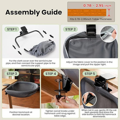 Cat Desk Bed - One-Click Folding, Sunken Design & Space-Saving Semi-Circular Cat Bed, Mesh Cover Material, Suitable for Various Desktops-Maximum Hold Up to 40lb
