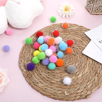 100 Pcs Cat Toy Balls 1'' Colorful Cat Pom Pom Balls 2 Style Soft Interactive Kitten Ball Cats Sparkle Fuzzy Ball Fuzzy Kitten Exercise Playing Quiet Toy for Exercise Entertainment