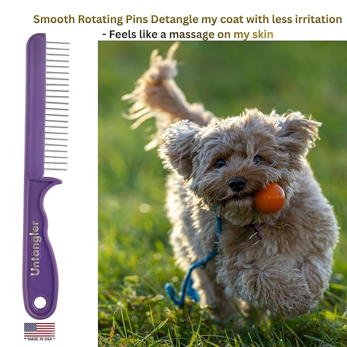 Super-Groom Combs with Smooth Rotating Teeth for Painless Mat Removal (Royal Purple, 22 Coarse-Teeth)