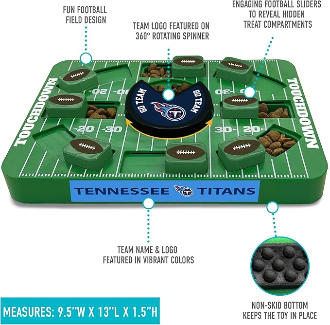 Pets First NFL Tennessee Titans Large Puzzle Toy, New Size, Interactive Dog Treat & Slow Feeding Toy