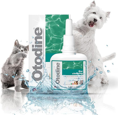 Otodine Dog Ear Cleaner Solution Drops for Itchy Ears, Infections, Head Shaking, Scratching, Wax, Debris & Odor - Tris-EDTA Flush - Gentle & Safe for Cats & Puppies - 100ml