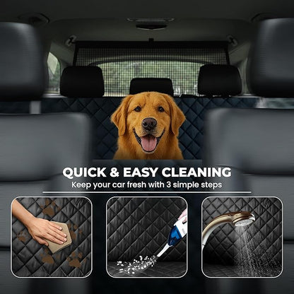 Dog Seat Cover for Back Seat – Heavy-Duty Dog Hammock for Car Seat Cover with Side Flaps – Waterproof, Scratch-Resistant, Non-Slip Dog's Car Seat Cover for Cars, Trucks & SUVs (Black)